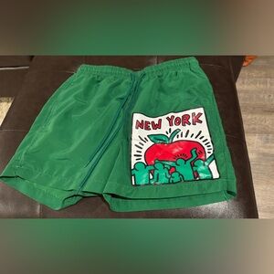Keith Haring Mens New York Art Graphic Swim Shorts Drawstring Small